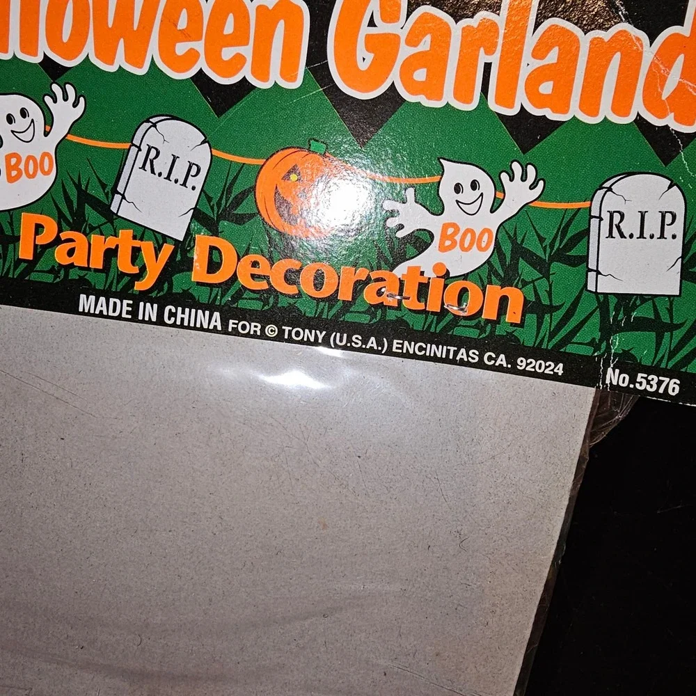 NIP Vintage Plastic Halloween Garland 12 Foot NOS Ghost‎ Pumpkin Tombstone
